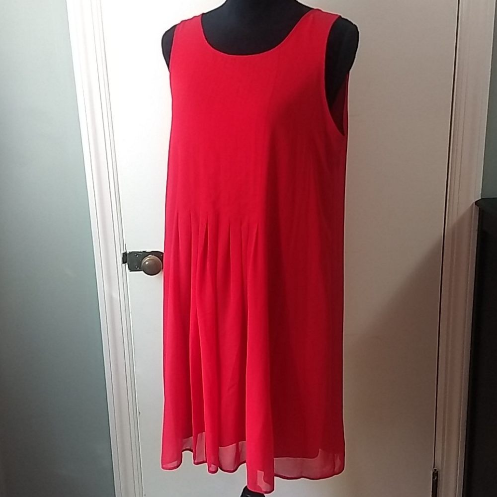 Camaieu Sleeveless Red Chiffon Dress